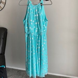 Jessica Howard Sleeveless Metallic Dot Print Dress, Mint Green - Size 16